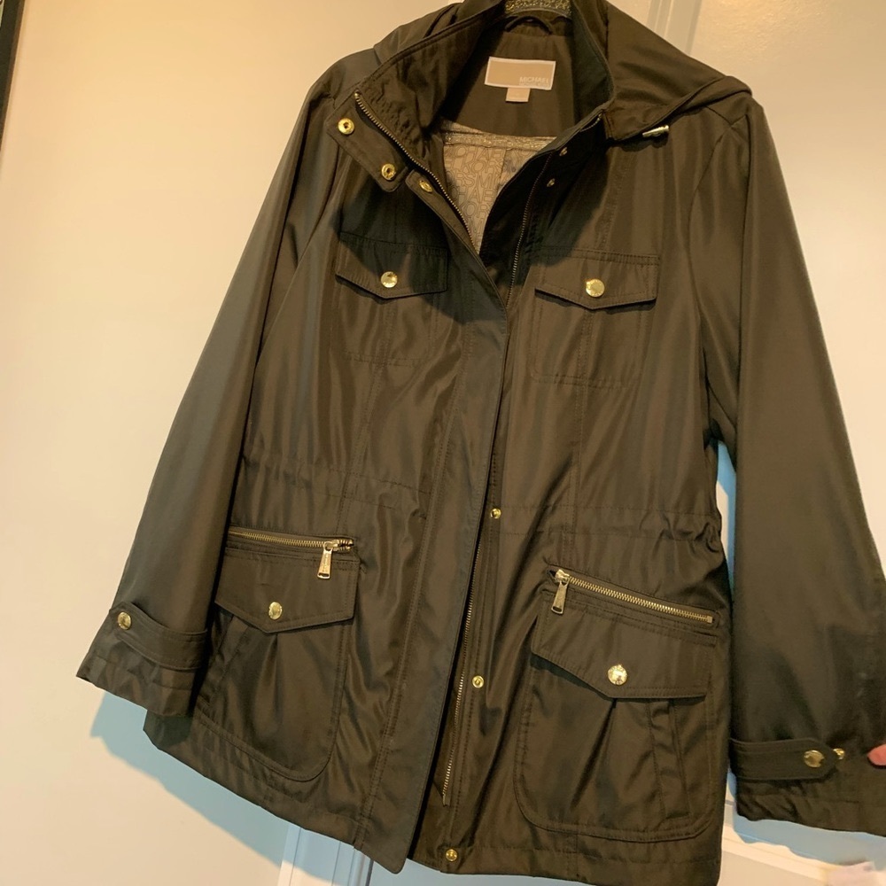 MICHAEL KORS WOMENS ANORAK JACKET DARK LODEN (OLIVE) COLOR WITH HOOD XL